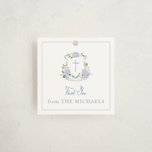 This is a periwinkle kids gift tags with standard by Design Lotus called sweethearts printing on signature in tag