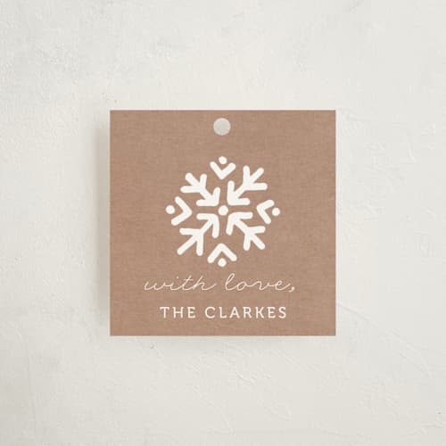 This is a kraft gift tags with standard by Kelly Nasuta called snowflake squares printing on signature in tag