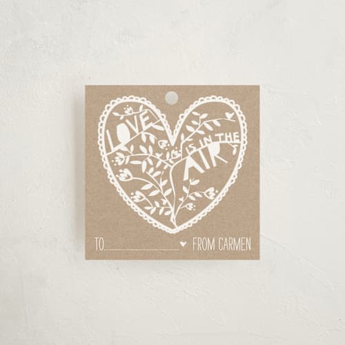 This is a kraft gift tags with standard by Jen called paper cut tag printing on signature in tag