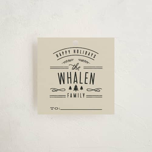 This is a natural gift tags with standard by Kristie Kern called camp holiday printing on signature in tag