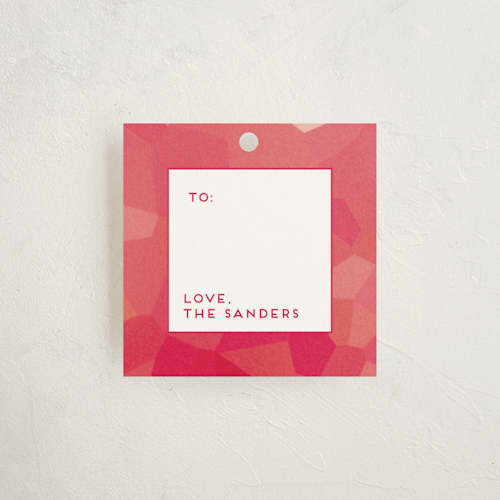 This is a berry gift tags with standard by Kamala Nahas called geometric winter printing on signature in tag