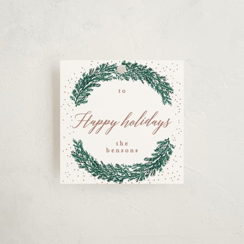 This is a pristine gift tags with standard by Creo Study called cutesy woods printing on signature in tag