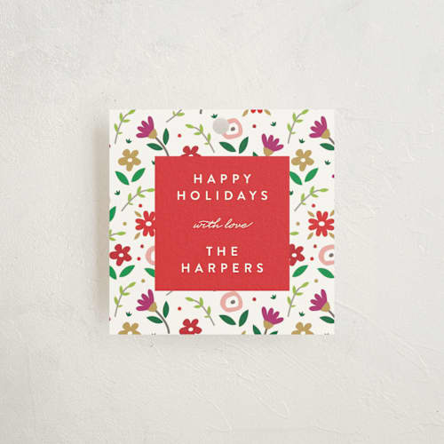 This is a christmastime gift tags with standard by Erica Krystek called holiday bloom printing on signature in tag