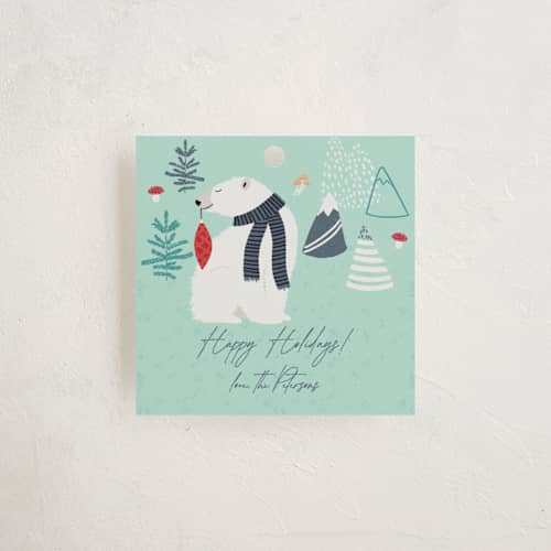 This is a turquoise gift tags with standard by Metka Hiti called christmas bears printing on signature in tag