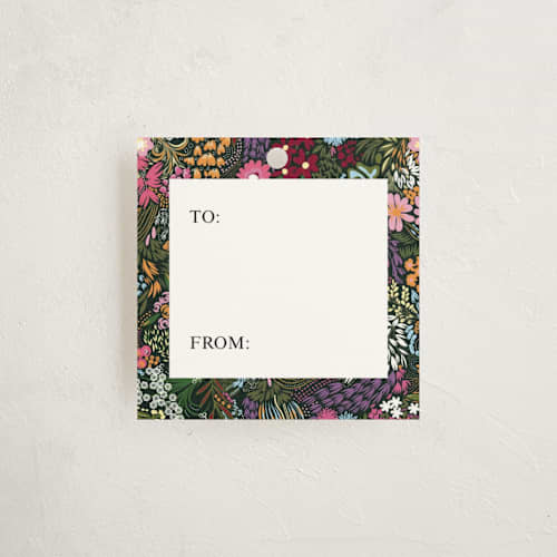 This is a vivid gift tags with standard by Black Botanic called floral wraps printing on signature in tag