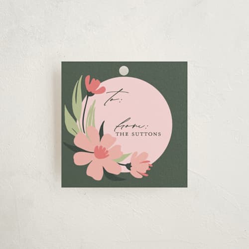 This is a moss gift tags with standard by Charter Oaks Creative called floral abundance printing on signature in tag