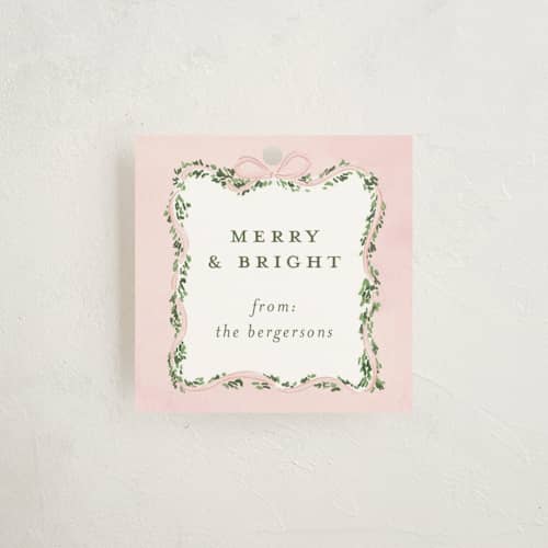 This is a blush gift tags with standard by Itsy Belle Studio called vintage bow tree printing on signature in tag