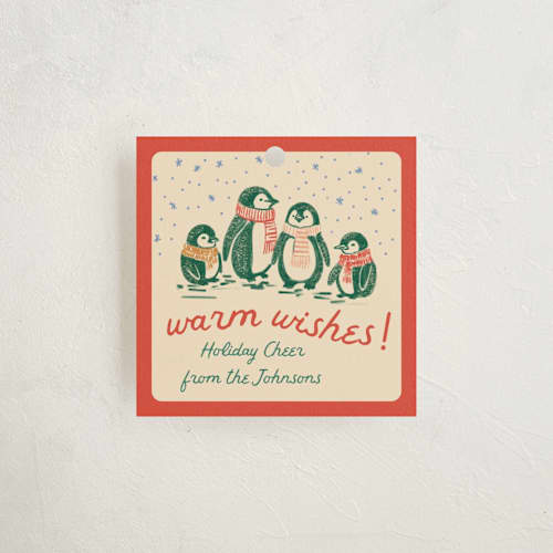 This is a poinsettia gift tags with standard by Jenna Holcomb called warm wishes printing on signature in tag