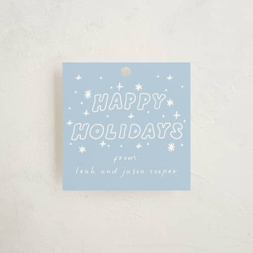 This is a sky gift tags with standard by Everett Paper Goods called pizazz printing on signature in tag