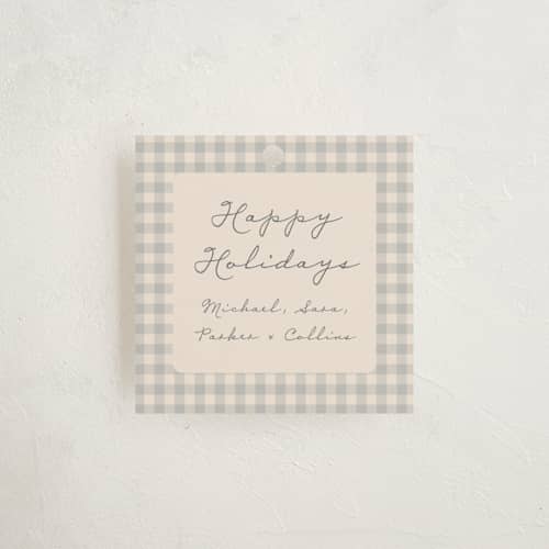 This is a ash gift tags with standard by Emily Betts called gingham vintage printing on signature in tag