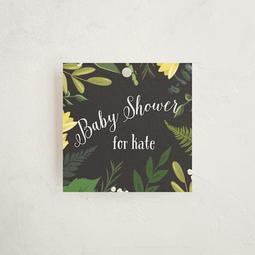 This is a lemon baby shower favor tags with standard by Susan Moyal called go green shower printing on signature in tag