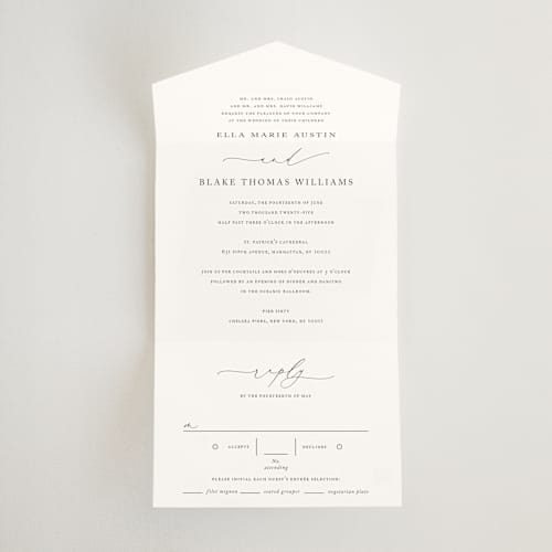 This is a linen all in one wedding invitations with standard by Jennifer Postorino called breathe printing on value cover in all-in-one