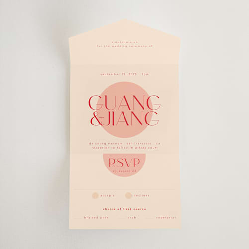 This is a blossom all in one wedding invitations with standard by Hudson meet Rose called unity printing on value cover in all-in-one