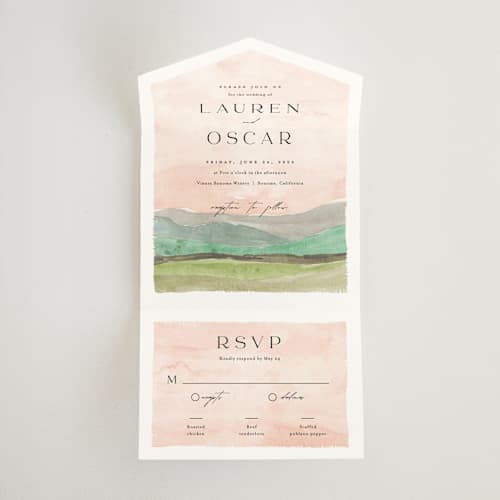 This is a northern all in one wedding invitations with standard by Pixel and Hank called countryside printing on strathmore in all-in-one
