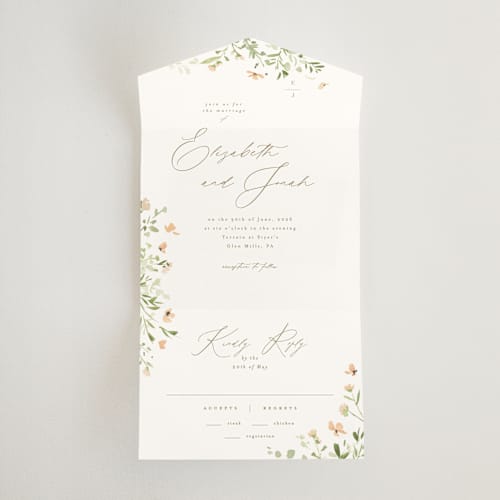 This is a toffee all in one wedding invitations with standard by Everett Paper Goods called brynn printing on strathmore in all-in-one
