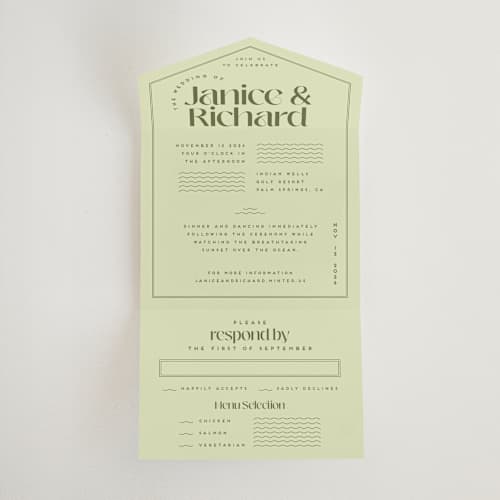 This is a kiwi all in one wedding invitations with standard by Claudia Orengo called news! printing on strathmore in all-in-one