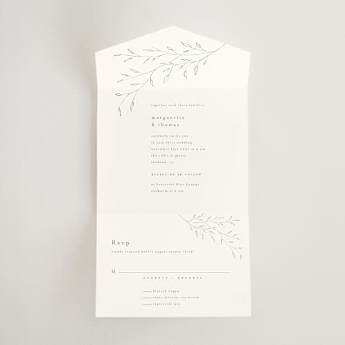 This is a aqua mist all in one wedding invitations with standard by chocomocacino called tortina printing on strathmore in all-in-one