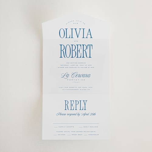 This is a ocean all in one wedding invitations with standard by Kelly Schmidt called riviera printing on strathmore in all-in-one