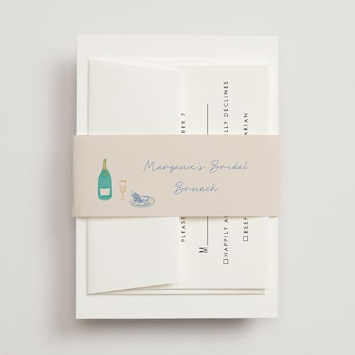 This is a pastel belly bands with standard by Elly called dining printing on signature text in belly band