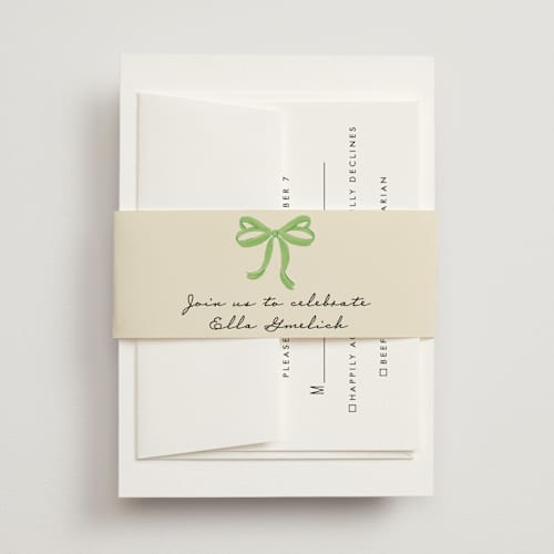 This is a lime belly bands with standard by Jackie Crawford called petit pomodoro printing on signature text in belly band