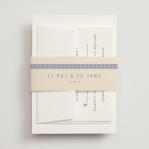 This is a marseille bleu belly bands with standard by Deborah Chou called two toned printing on signature text in belly band