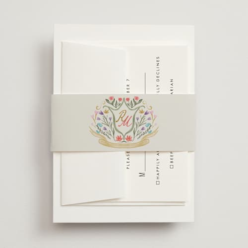 This is a sunset belly bands with standard by Maja Cunningham called chantilly printing on signature text in belly band