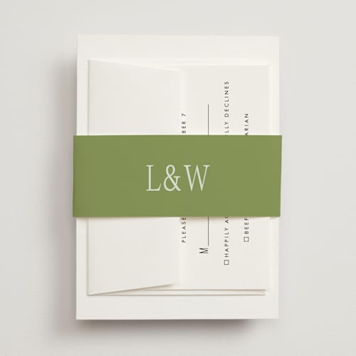 This is a forest belly bands with standard by Sara Hicks Malone called dewberry printing on signature text in belly band