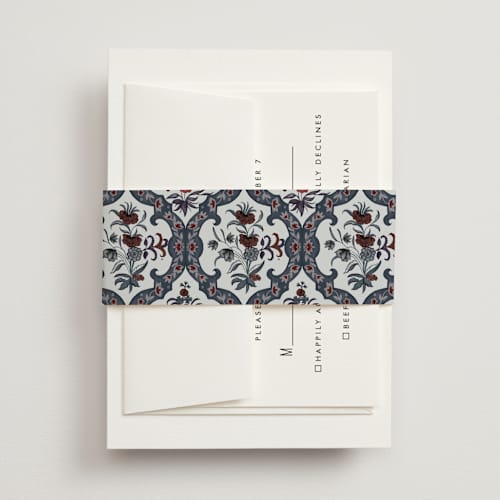 This is a french blue belly bands with standard by Jennifer Postorino called ariah printing on signature text in belly band