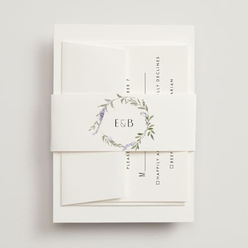 This is a lavender belly bands with standard by Design Lotus called enchanted evening printing on signature text in belly band