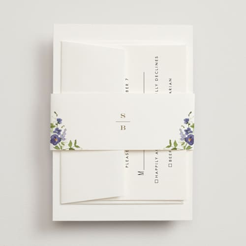 This is a iris belly bands with standard by Everett Paper Goods called wildflower trellis printing on signature text in belly band