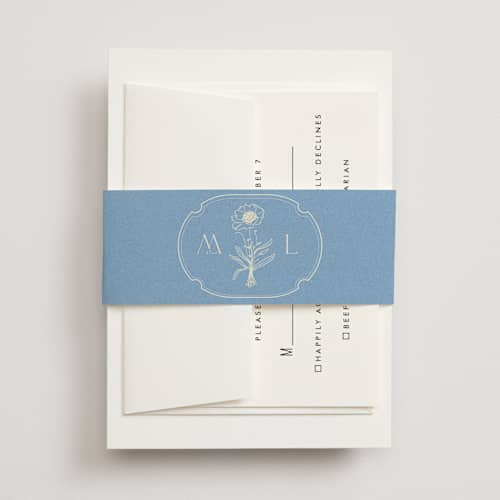 This is a cerulean belly bands with standard by Baumbirdy called flora arch printing on signature text in belly band