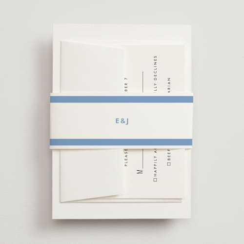 This is a blue bell belly bands with standard by Megan Davis called montauk printing on signature text in belly band