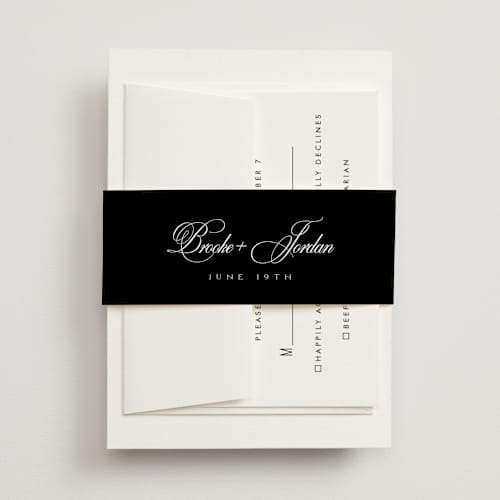 This is a tuxedo belly bands with standard by Orasie called side by side printing on signature text in belly band