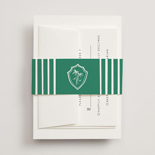 This is a palm belly bands with standard by Erika Firm called palm tree crest printing on signature text in belly band