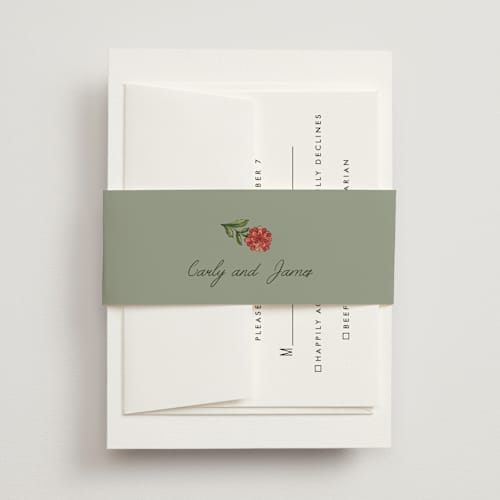 This is a coral fern belly bands with standard by Chris Griffith called wedding tapestry printing on signature text in belly band