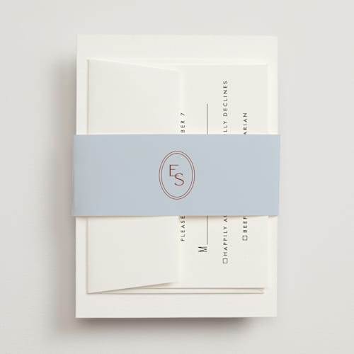 This is a sky belly bands with standard by Ellen Schlegelmilch called palmetto printing on signature text in belly band