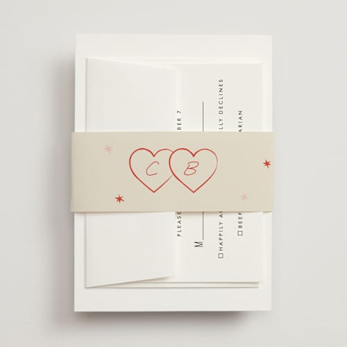 This is a peach belly bands with standard by Helena Vitto called the bird song printing on signature text in belly band