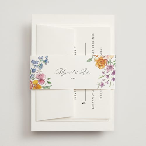 This is a tropical belly bands with standard by Itsy Belle Studio called floral pop printing on signature text in belly band