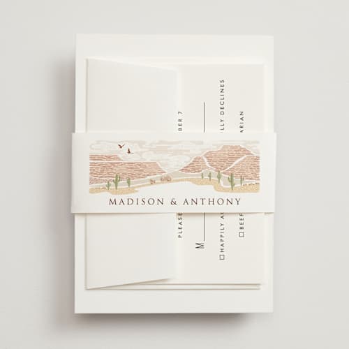 This is a red rock belly bands with standard by Paper Sun Studio called westward printing on signature text in belly band