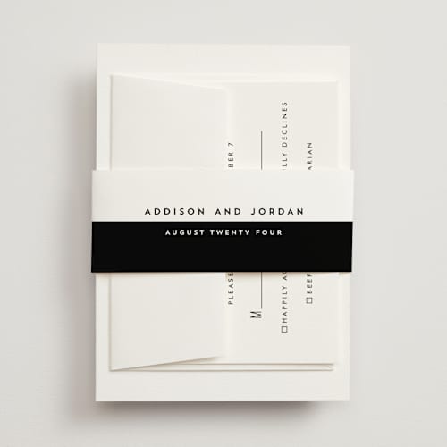 This is a tuxedo belly bands with standard by Griffinbell Paper Co. called elan printing on signature text in belly band