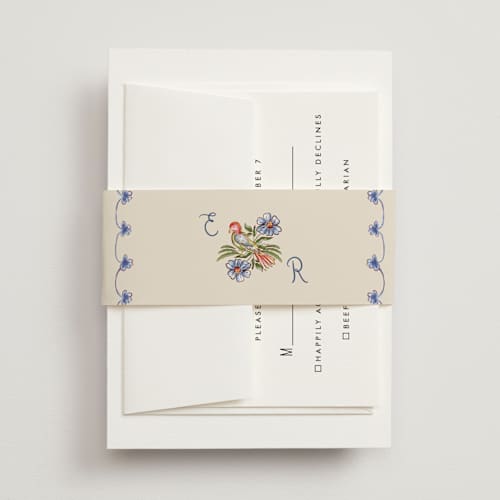 This is a sea belly bands with standard by Chris Griffith called artisan wedding printing on signature text in belly band