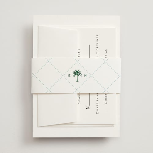 This is a low tide belly bands with standard by Susan Zinader called island palm printing on signature text in belly band