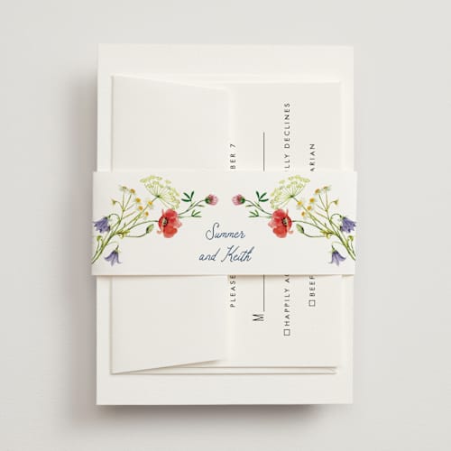 This is a ivory belly bands with standard by frau brandt called wildflower romance printing on signature text in belly band