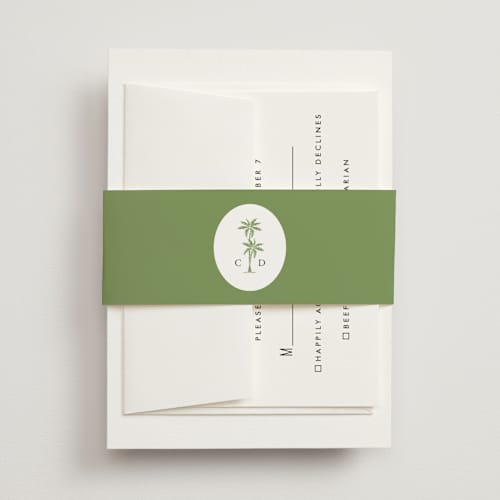 This is a leaf belly bands with standard by Olivia Raufman called palm monogram printing on signature text in belly band