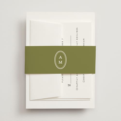 This is a olive belly bands with standard by Ellen Schlegelmilch called museo printing on signature text in belly band