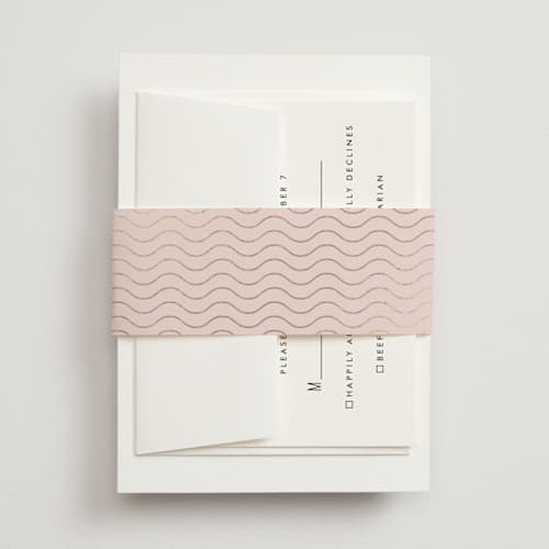 This is a blush belly bands with foil pressed by Laura Hamm called tropical getaway printing on signature text in belly band