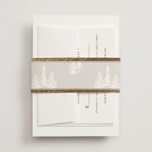 This is a snow belly bands with foil pressed by Stacy Maalouf called gilded forest printing on signature text in belly band