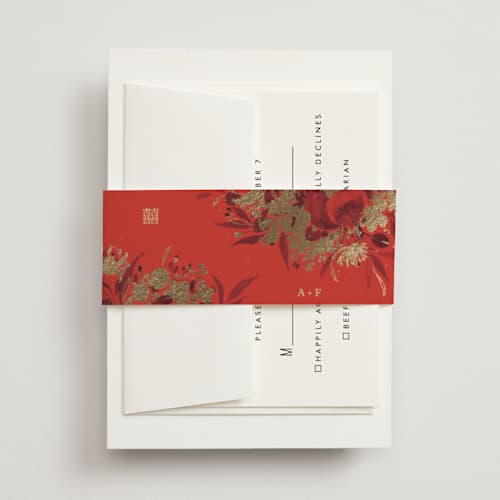 This is a cherry belly bands with foil pressed by Shannon Chen of Four Wet Feet Studio called happiness printing on signature text in belly band