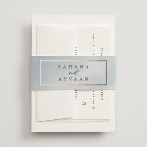 This is a pearl belly bands with foil pressed by Nicole Walsh called gilded frame printing on signature text in belly band