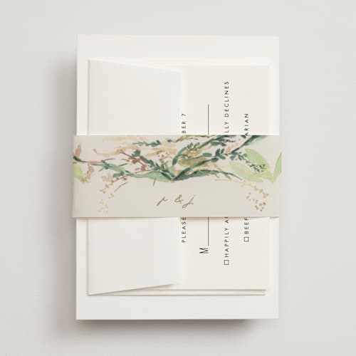 This is a greenery belly bands with foil pressed by Phrosné Barwood called fresh tropical printing on signature text in belly band